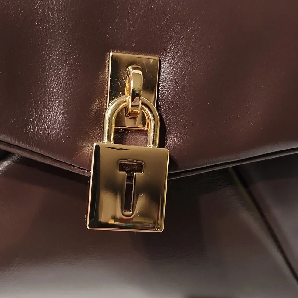 NEW! Ted Baker London Poppy Sheep Grain Leather Mini Satchel Brown w/Gold
